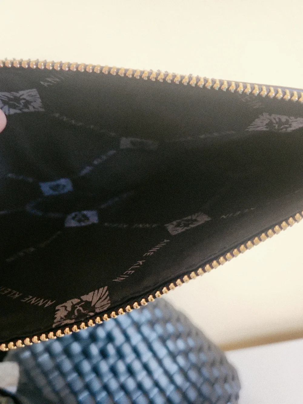 Anne Klein Black Woven Tote with Branded Charm And Organizer Pouch